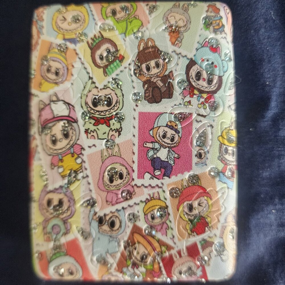 Monsters Labubu makeup compact pocket mirror with cryals  3.5 x 2.5 NEW